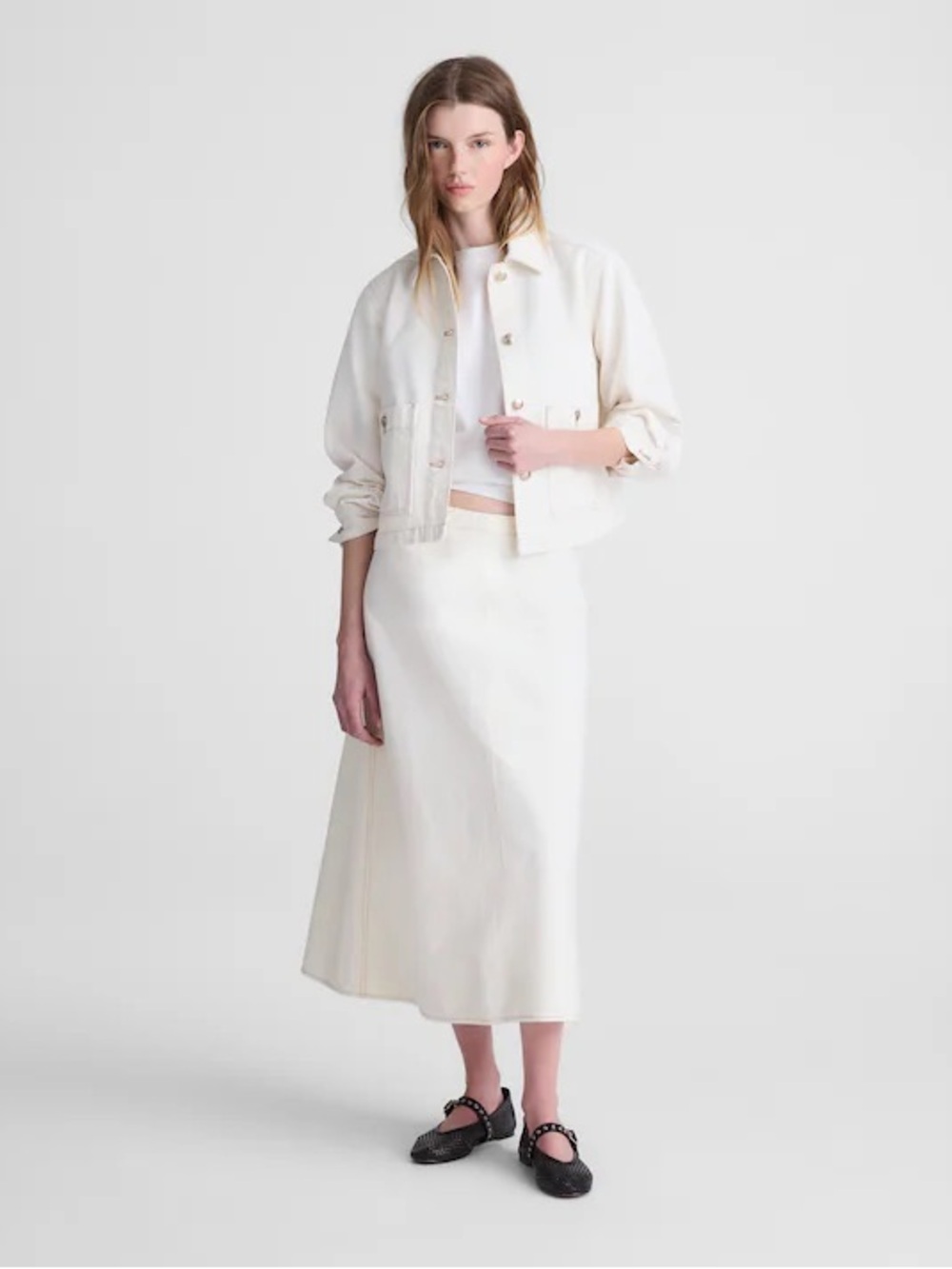 Madewell Airy Denim Slip Midi Skirt size 26